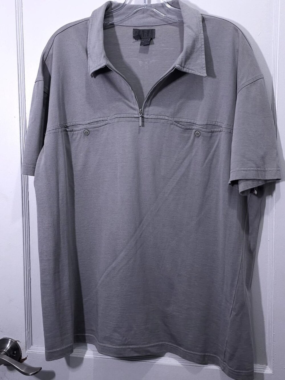 Zara Men’s Gray Half-Zip Polo XL Cotton Blend Portugal